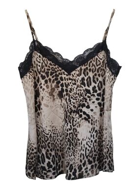 Davi & Dani Leopard Print Lace Trim Cami Tank Relaxed Fit Baddie Y2K Mob Wife